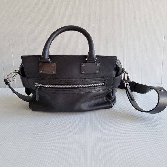 Rag & Bone Pilot Satchel Black Lamb Leather Crossbody Shoulder Bag - Picture 4 of 14